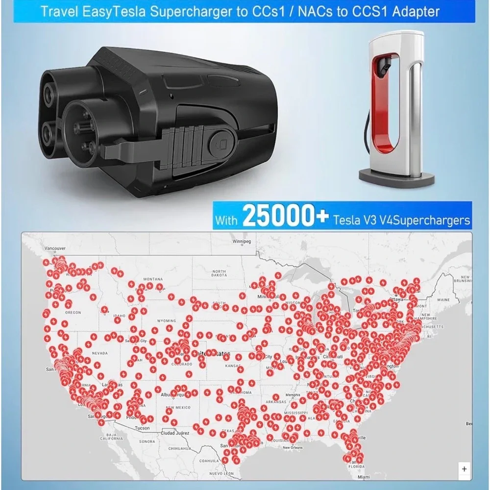 Tesla Supercharger to CCS1 Adapter NACS Fast Charge 500A 1000V DD005 Ford GM EV